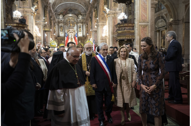 Presidente Piñera junto a la Primera Dama participan en tradicional Tedeum Ecuménico de Fiestas Patrias